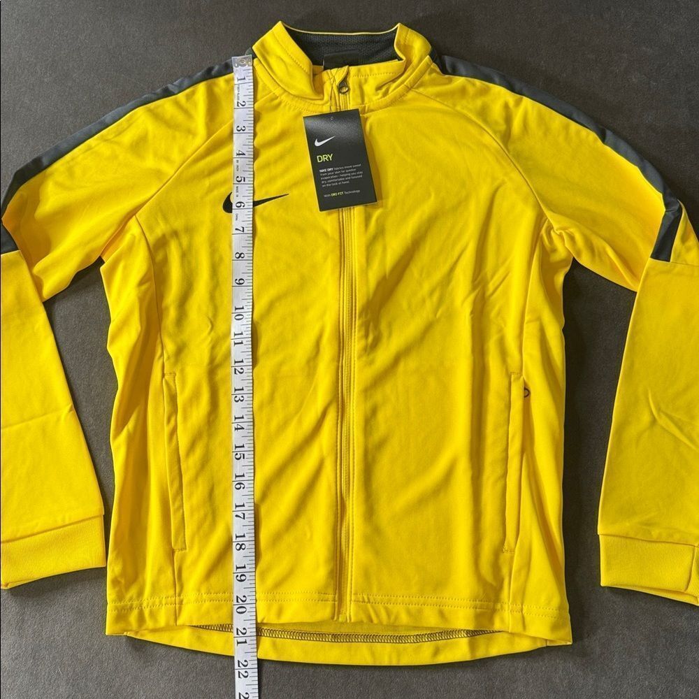 Nike Youth Unisex Dri-Fit Training Sport Track Jacket Yellow Zip Pockets SMALL - Picture 2 of 7